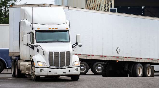 Tractor-trailer rig making turn