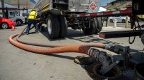 Diesel storage tank being refilled