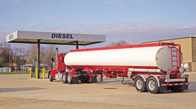 Truck fueling at a truck stop