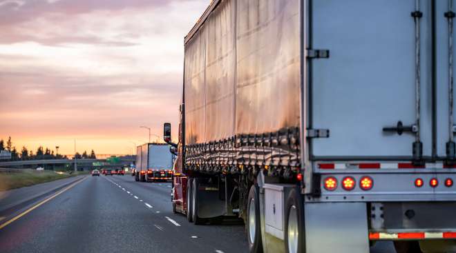 Getty Image of trucks on a highway