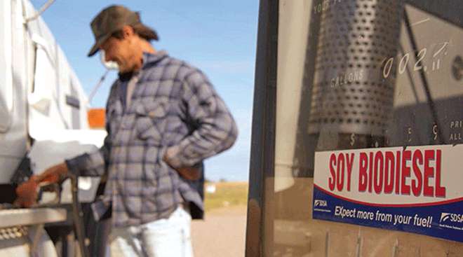 Soy biodiesel fuel pumped into a truck