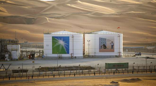 Storage tanks in a Saudi Aramco oil field