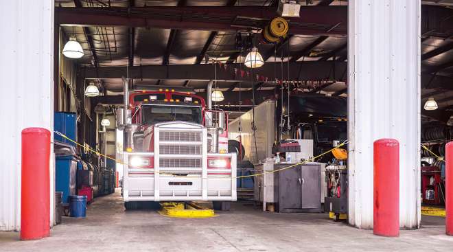 Maintenance being done on truck