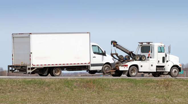 Getty image of truck being towed