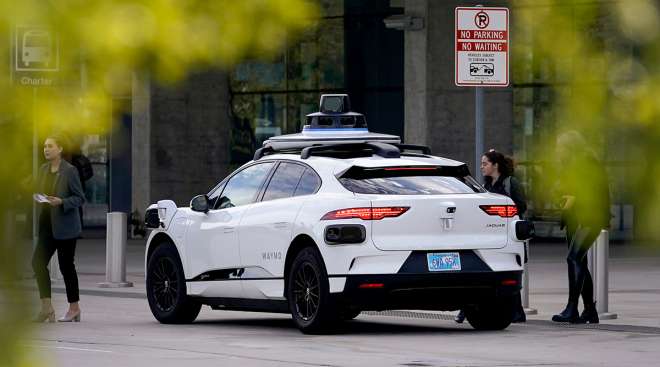 A Waymo taxi