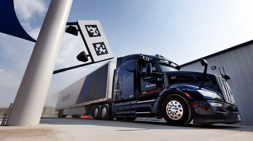 An Aurora semi-tractor trailer